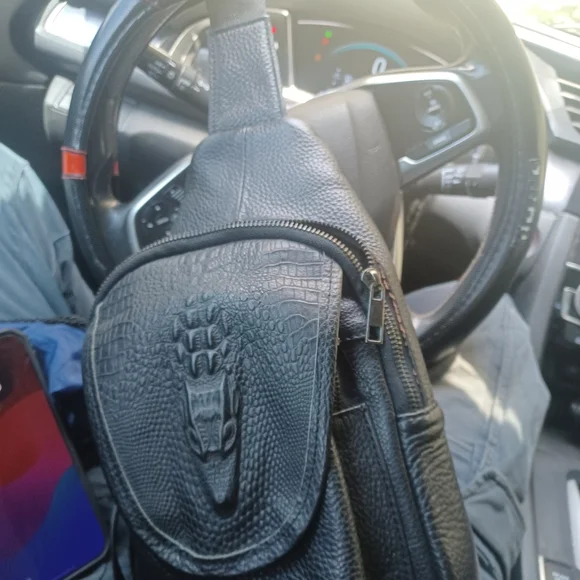 Crocodile design & leather small bag